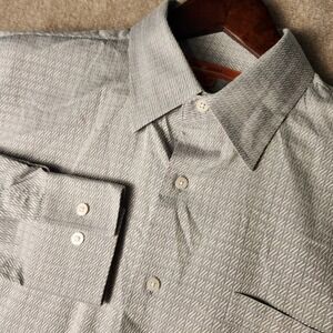 Sette Ponti Button Down Shirt Mens XL Grey Excellent Textured Geometric Cotton
